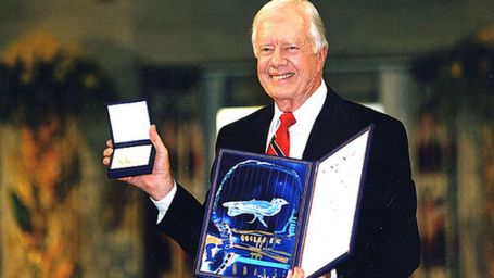 Jimmy Carter with Nobel Peace Prize.